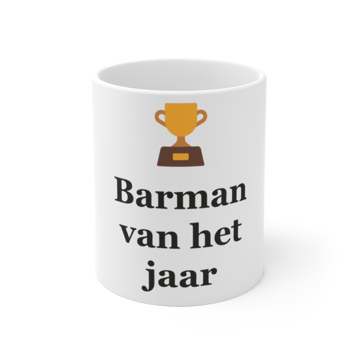 Mok met tekst “Barman van het jaar” — cadeau voor een barman