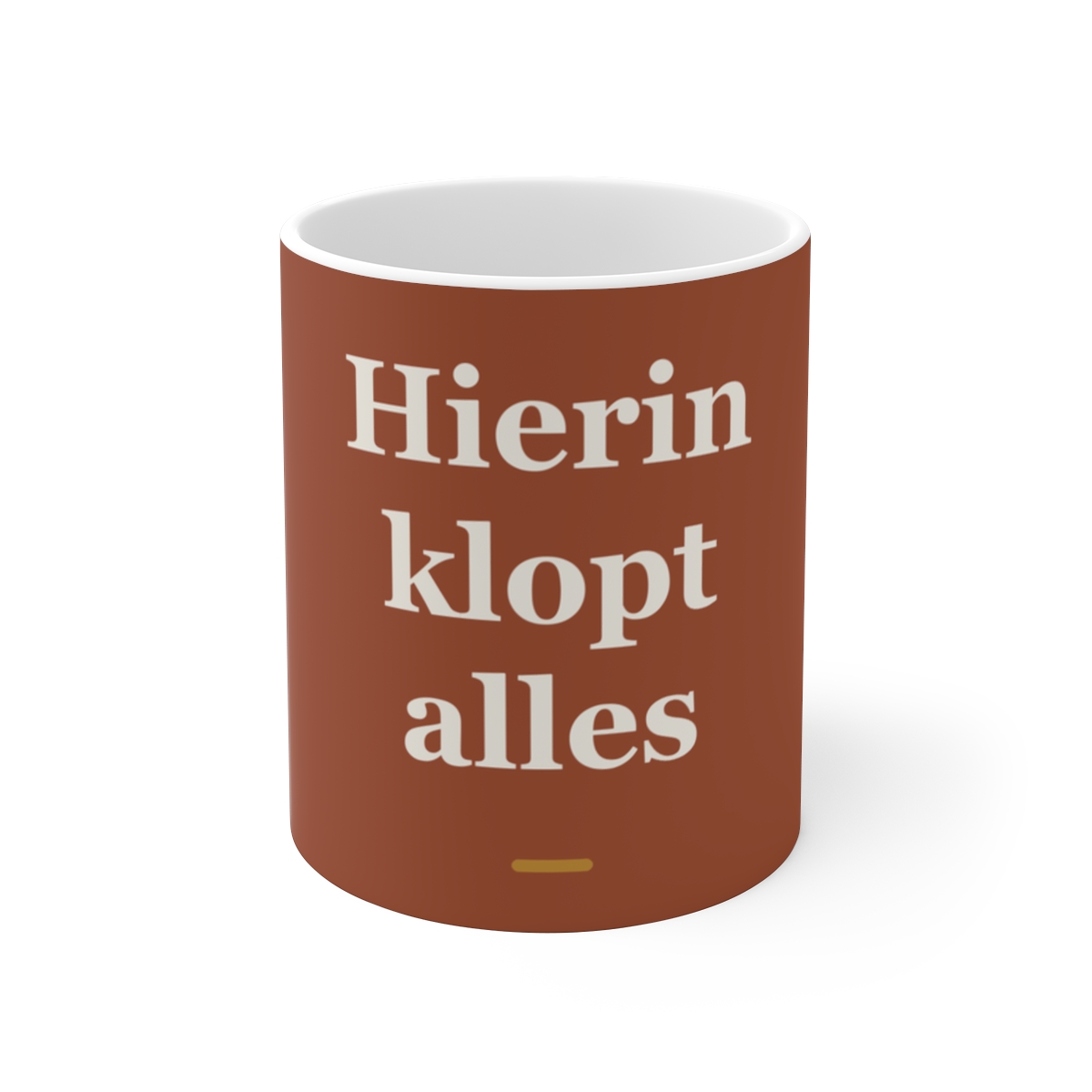 Mok met tekst “Hierin klopt alles” — cadeau voor een boekhouder