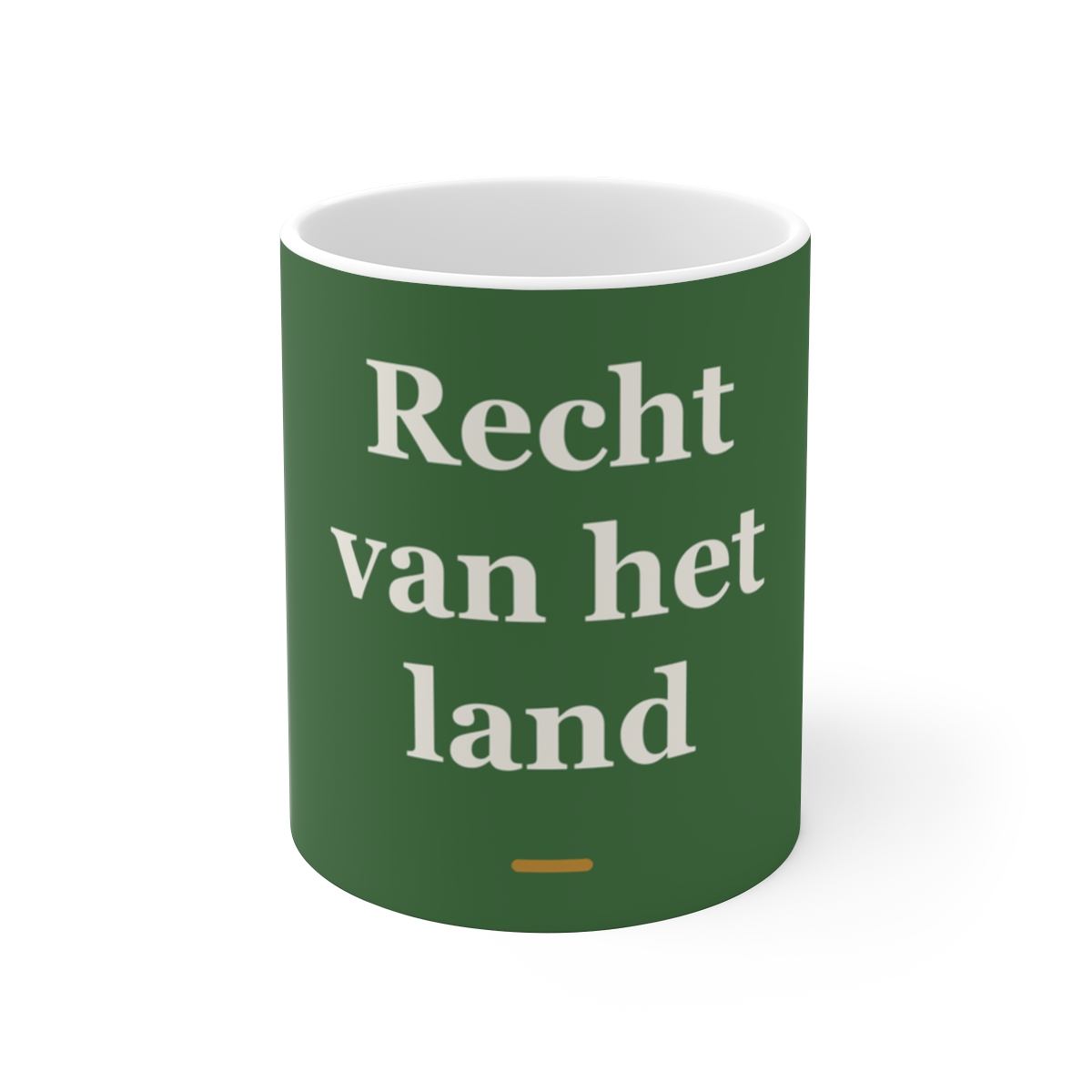 Mok met tekst “Recht van het land” — cadeau voor een boer