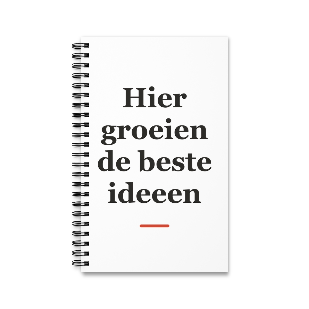 Notitieboek met tekst “Hier groeien de beste ideeen” — cadeau voor een boswachter