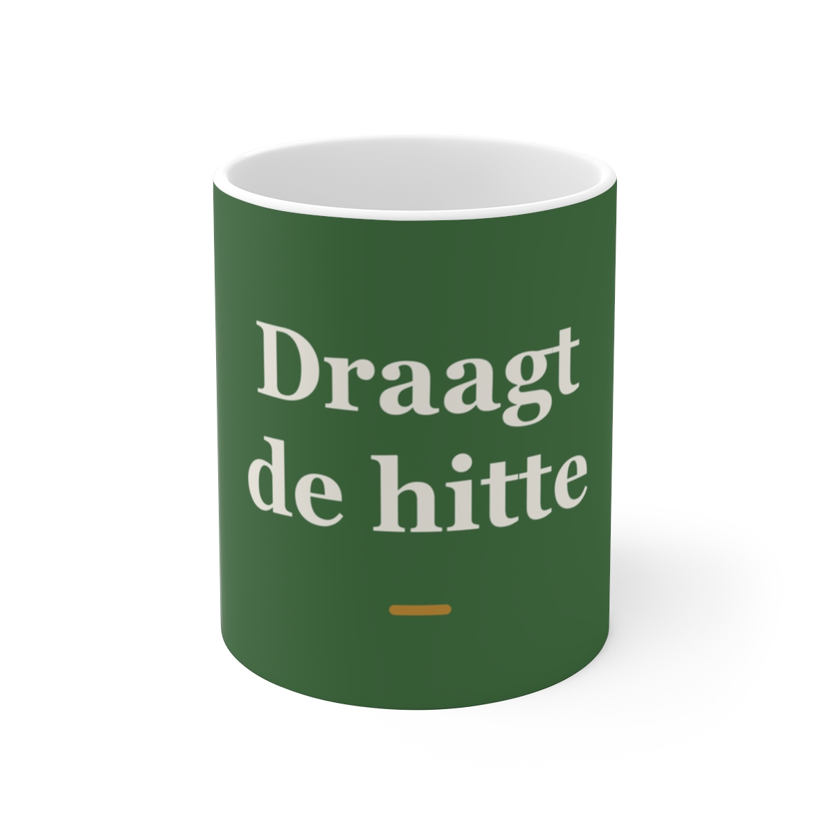 Mok met tekst “Draagt de hitte” — cadeau voor een brandweerman