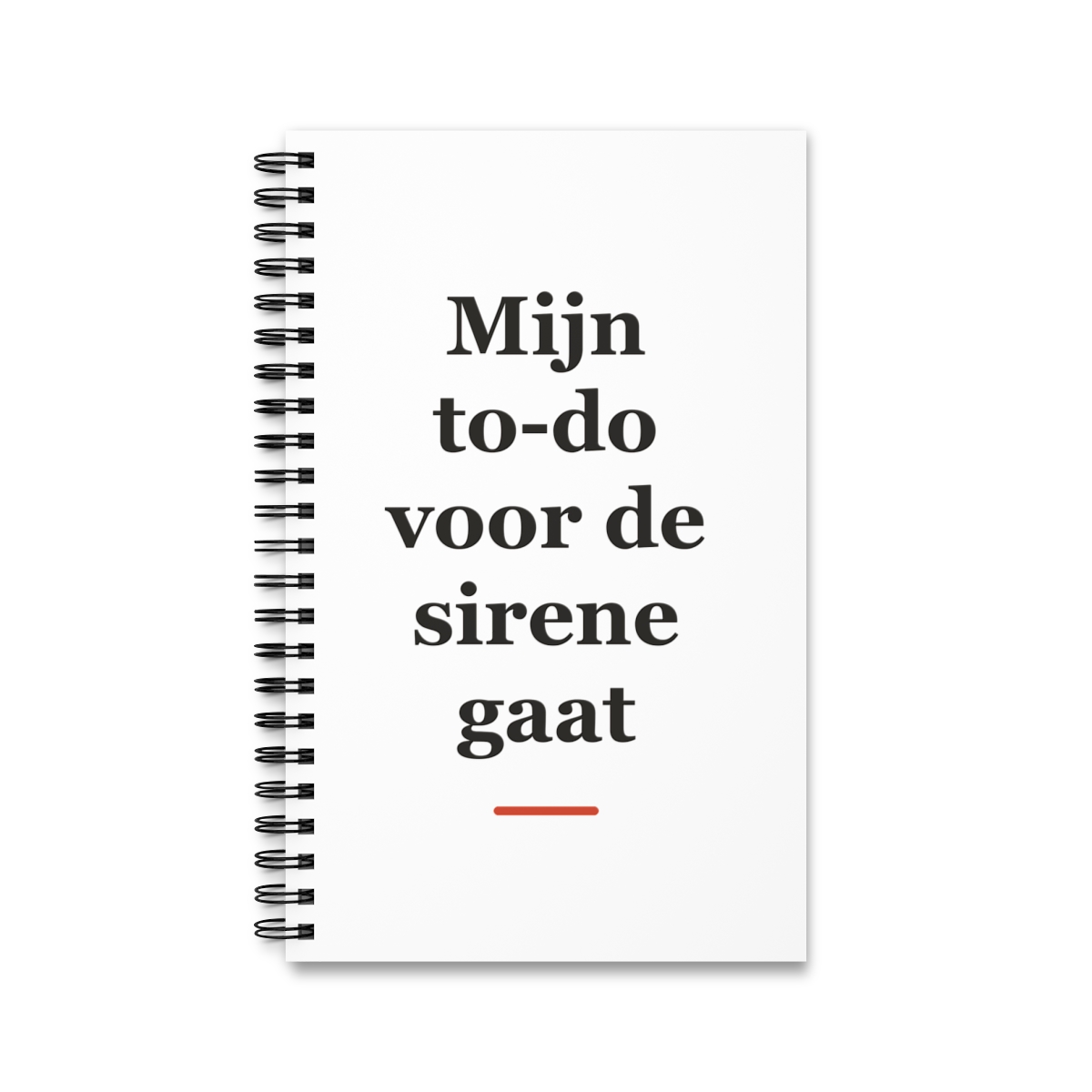 Notitieboek met tekst “Mijn to-do voor de sirene gaat” — cadeau voor een brandweerman