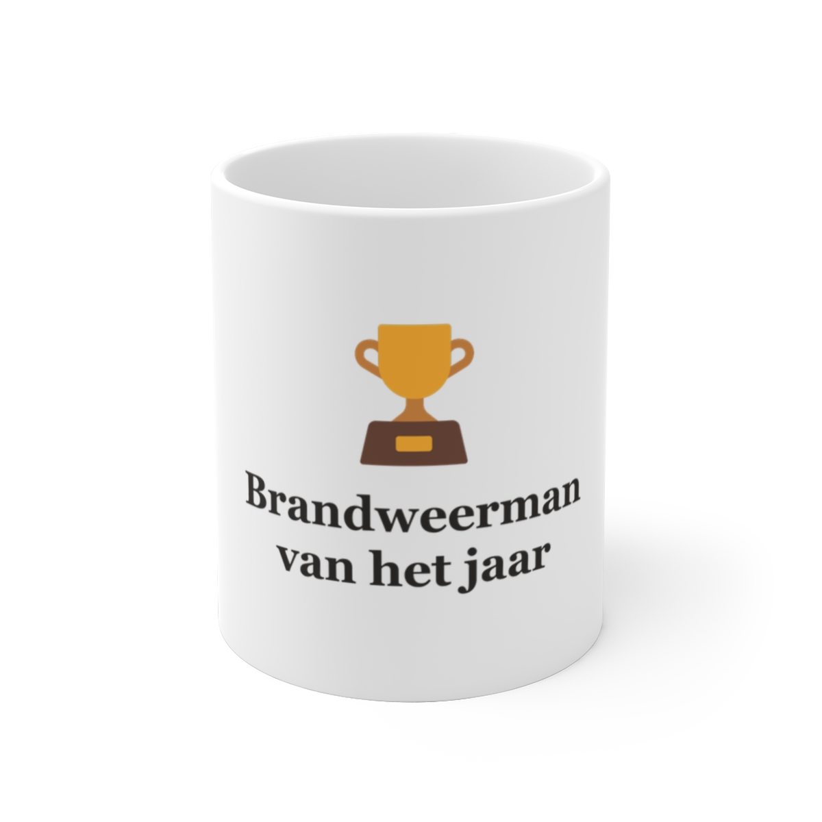 Mok met tekst “Brandweerman van het jaar” — cadeau voor een brandweerman