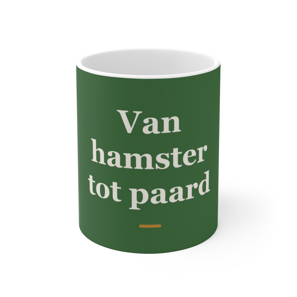 Mok met tekst “Van hamster tot paard” — cadeau voor een dierenarts