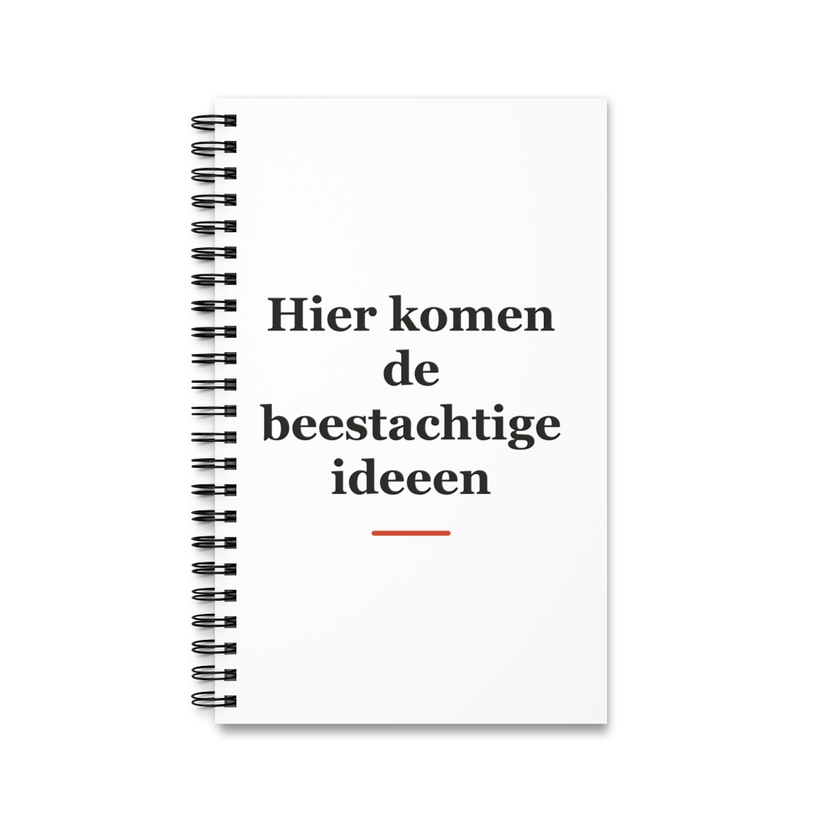 Notitieboek met tekst “Hier komen de beestachtige ideeen” — cadeau voor een dierenarts