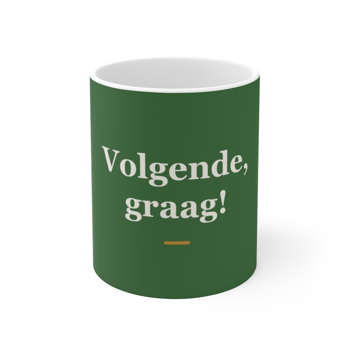 Mok met tekst “Volgende, graag!” — cadeau voor een doktersassistent