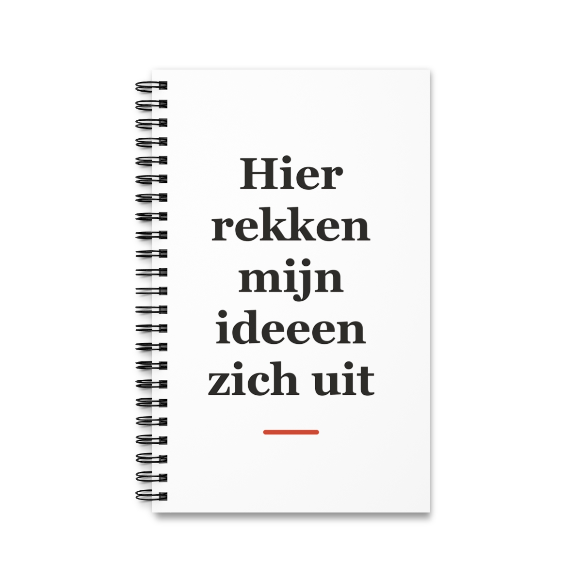 Notitieboek met tekst “Hier rekken mijn ideeen zich uit” — cadeau voor een fysiotherapeut