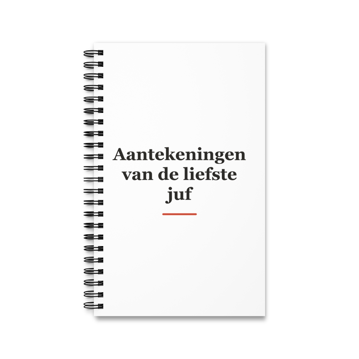 Notitieboek met tekst “Aantekeningen van de liefste juf” — cadeau voor een juf
