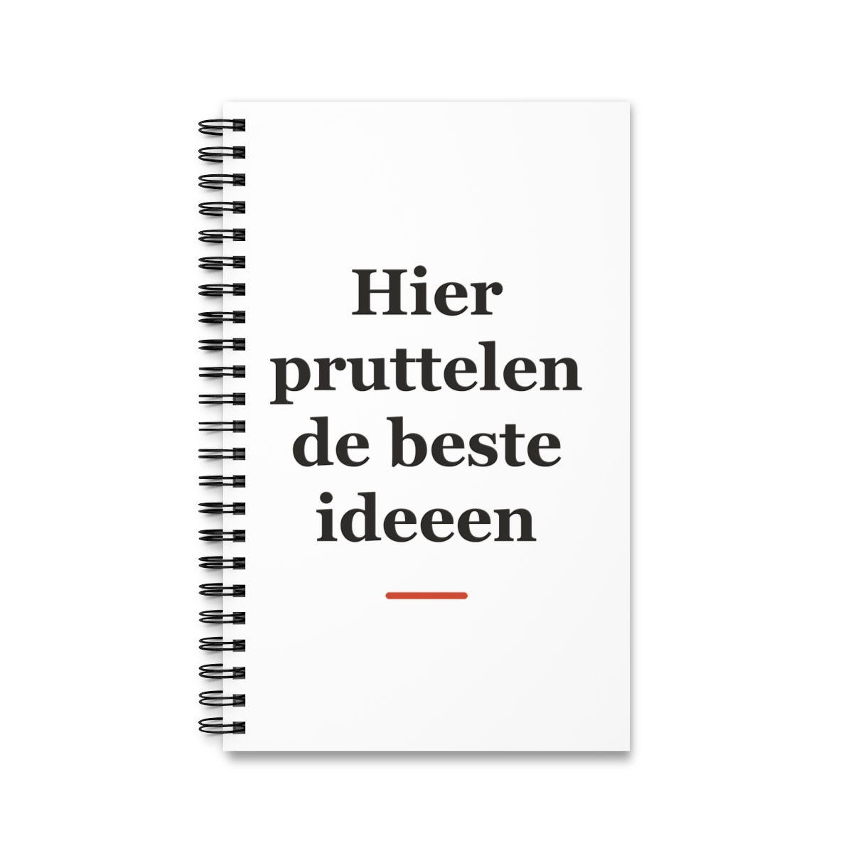 Notitieboek met tekst “Hier pruttelen de beste ideeen” — cadeau voor een kok