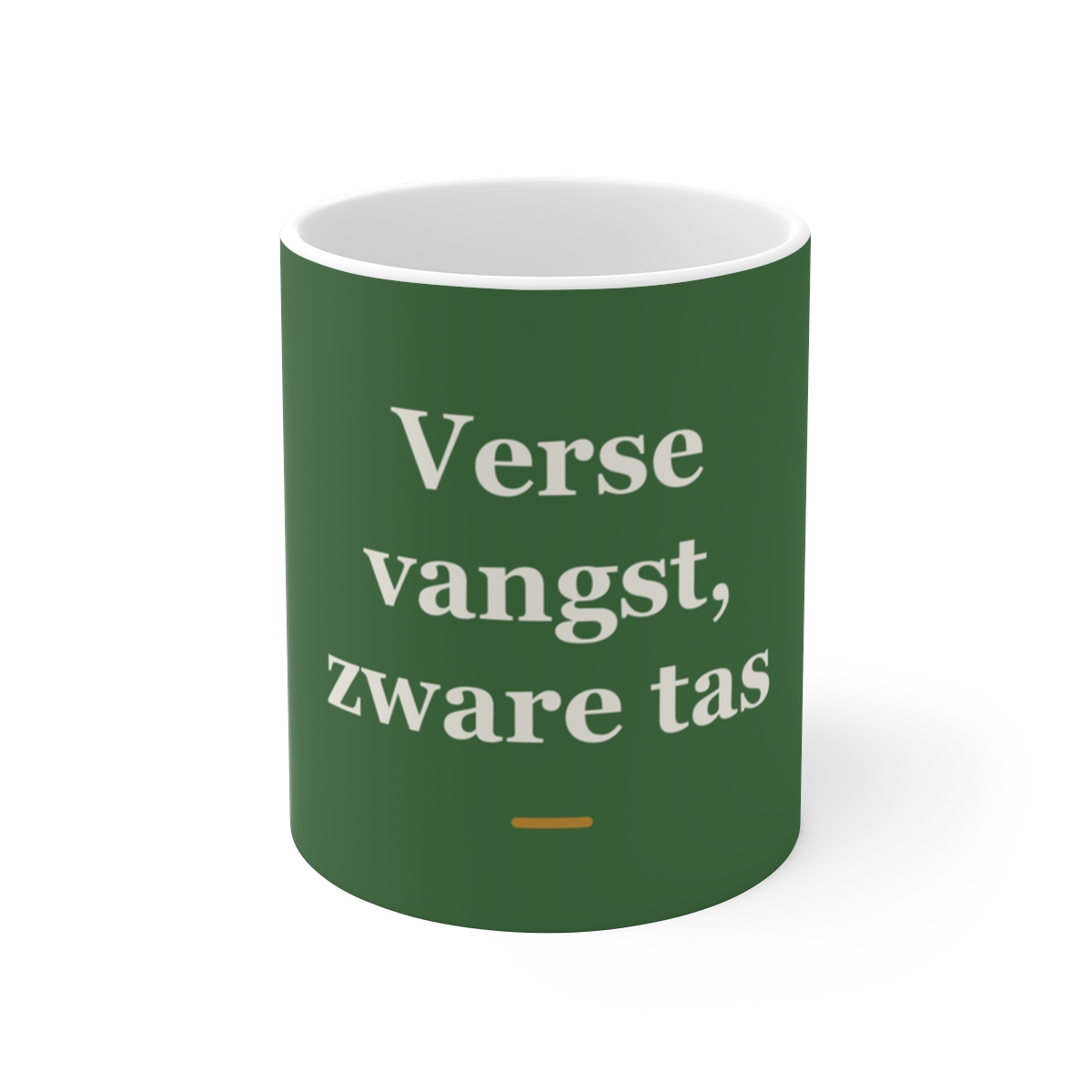 Mok met tekst “Verse vangst, zware tas” — cadeau voor een kok