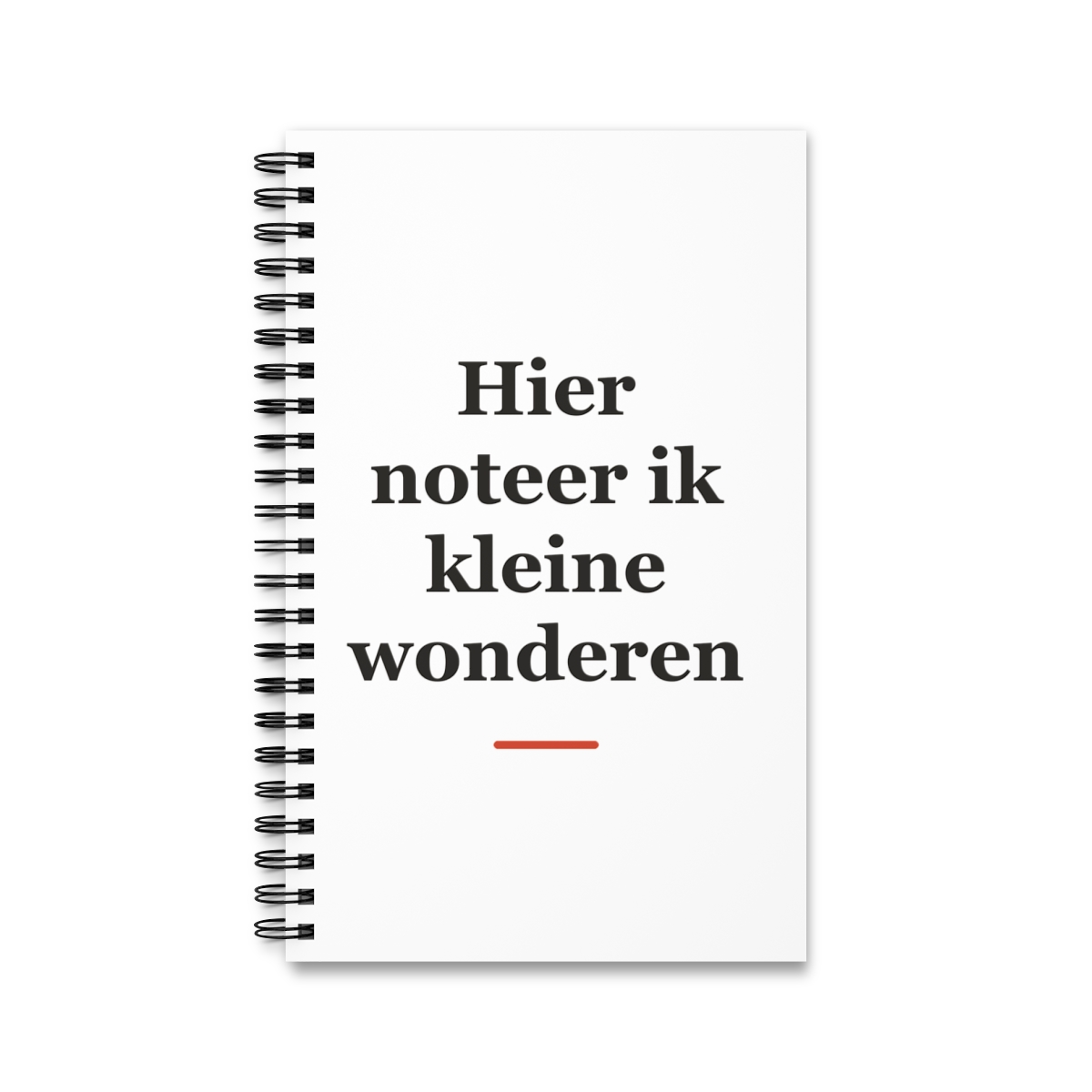 Notitieboek met tekst “Hier noteer ik kleine wonderen” — cadeau voor een kraamverzorgende