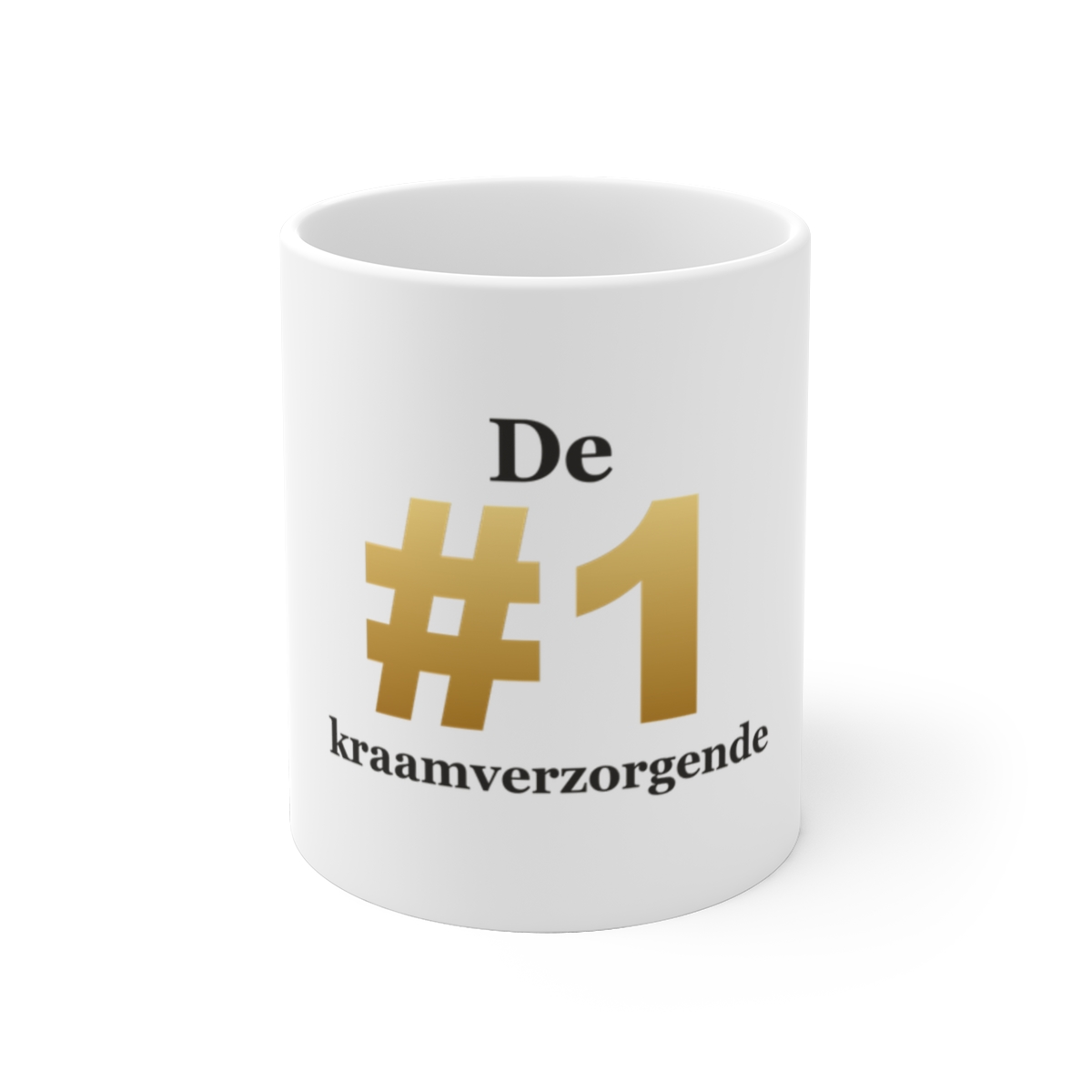 Mok met tekst “De #1 kraamverzorgende” — cadeau voor een kraamverzorgende