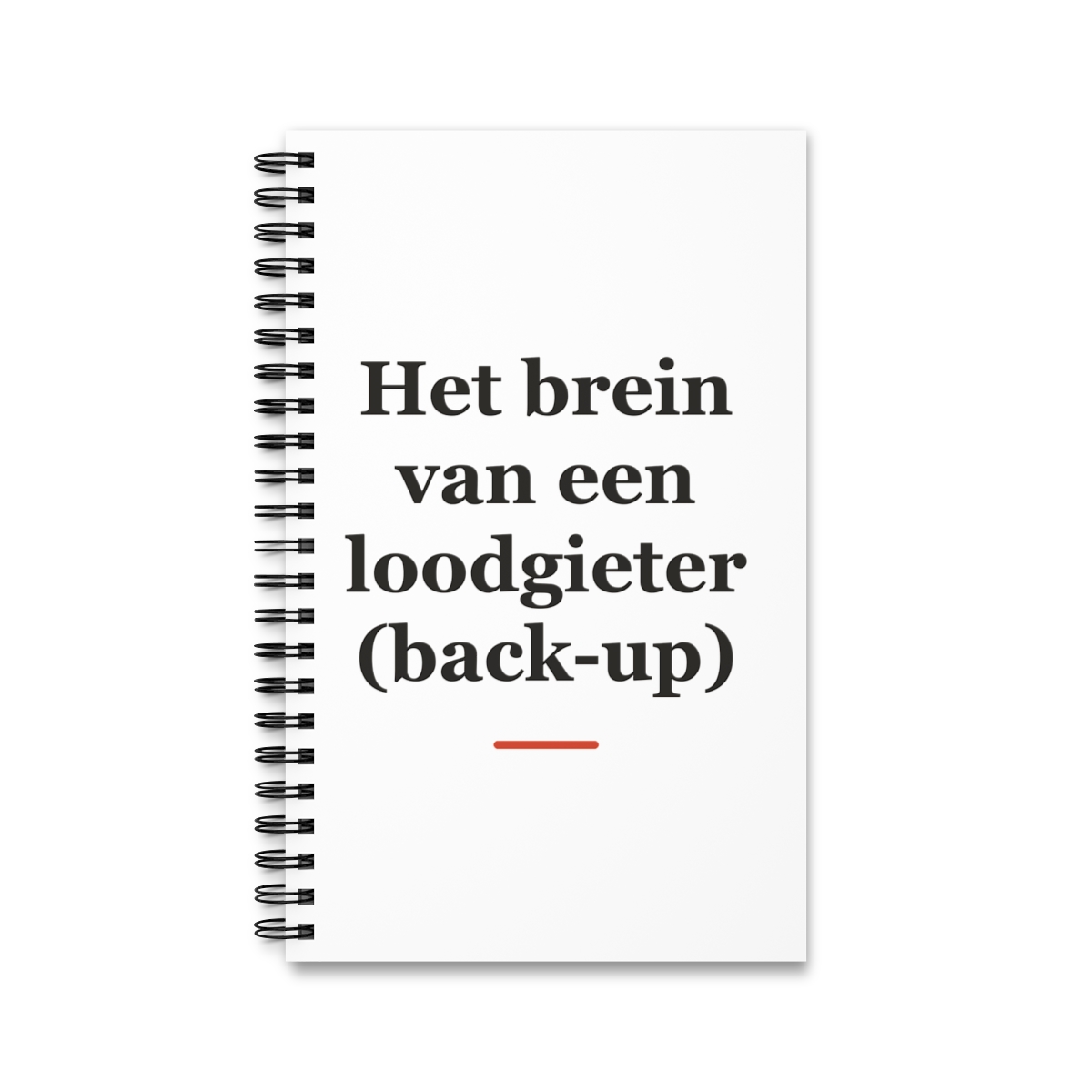 Notitieboek met tekst “Het brein van een loodgieter (back-up)” — cadeau voor een loodgieter