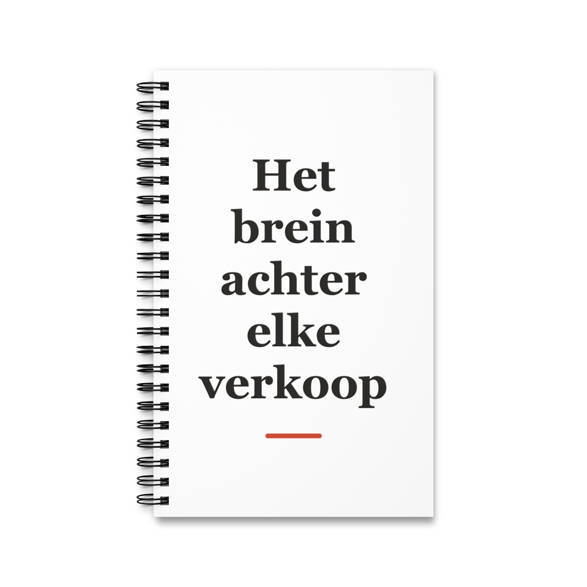 Notitieboek met tekst “Het brein achter elke verkoop” — cadeau voor een makelaar