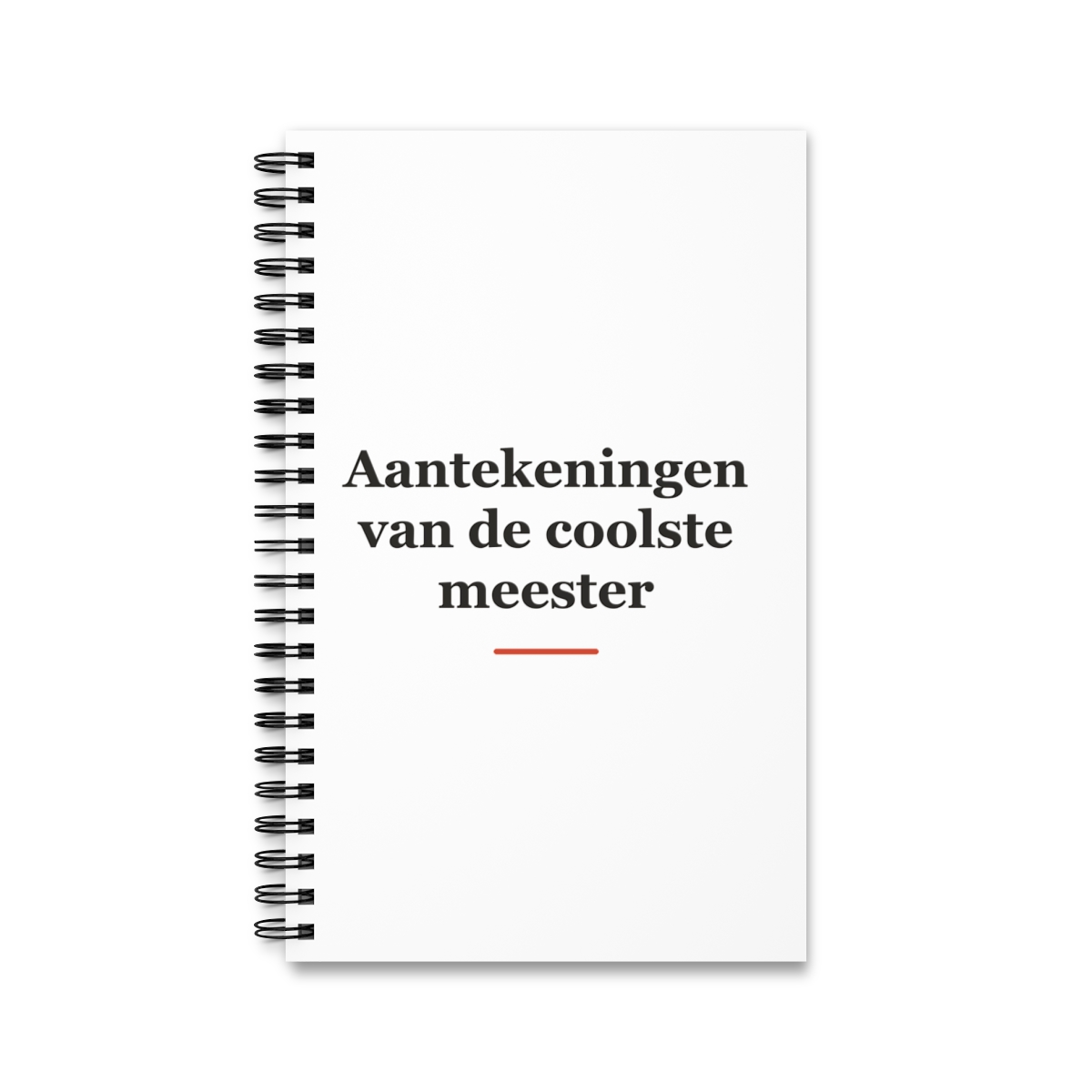 Notitieboek met tekst “Aantekeningen van de coolste meester” — cadeau voor een meester