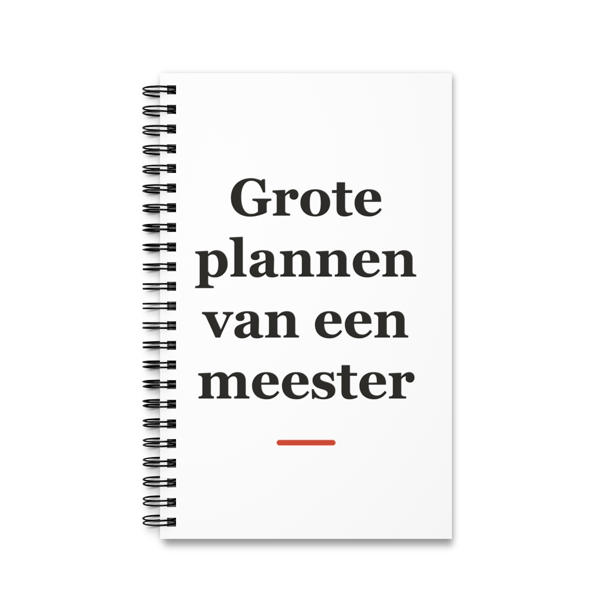 Notitieboek met tekst “Grote plannen van een meester” — cadeau voor een meester