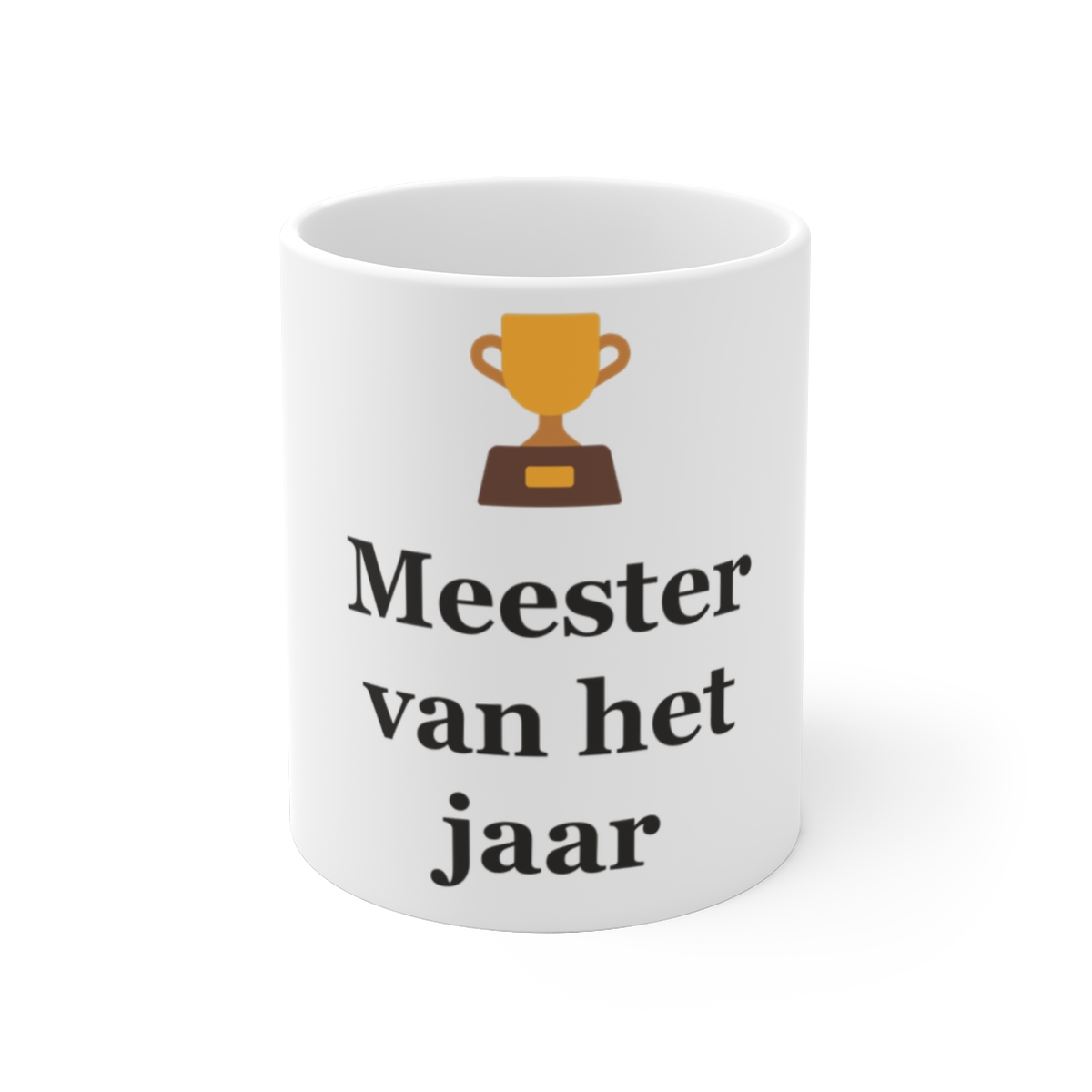 Mok met tekst “Meester van het jaar” — cadeau voor een meester