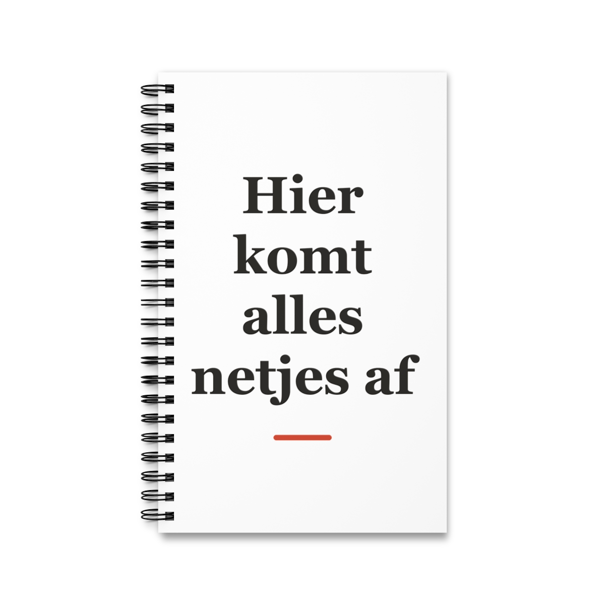 Notitieboek met tekst “Hier komt alles netjes af” — cadeau voor een nagelstyliste