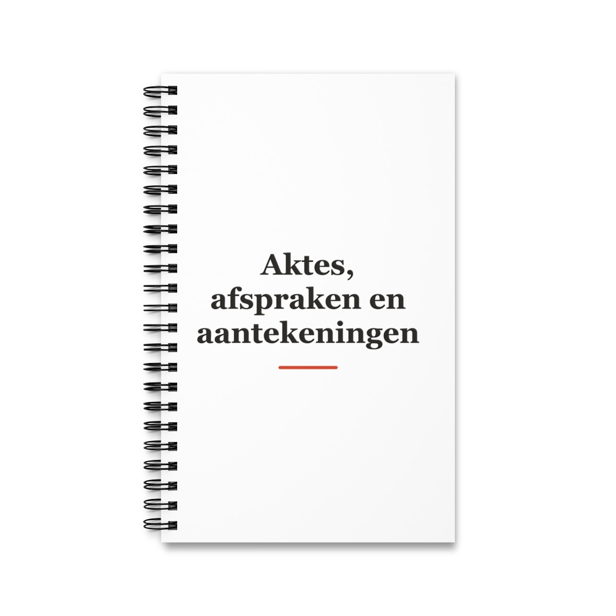 Notitieboek met tekst “Aktes, afspraken en aantekeningen” — cadeau voor een notaris