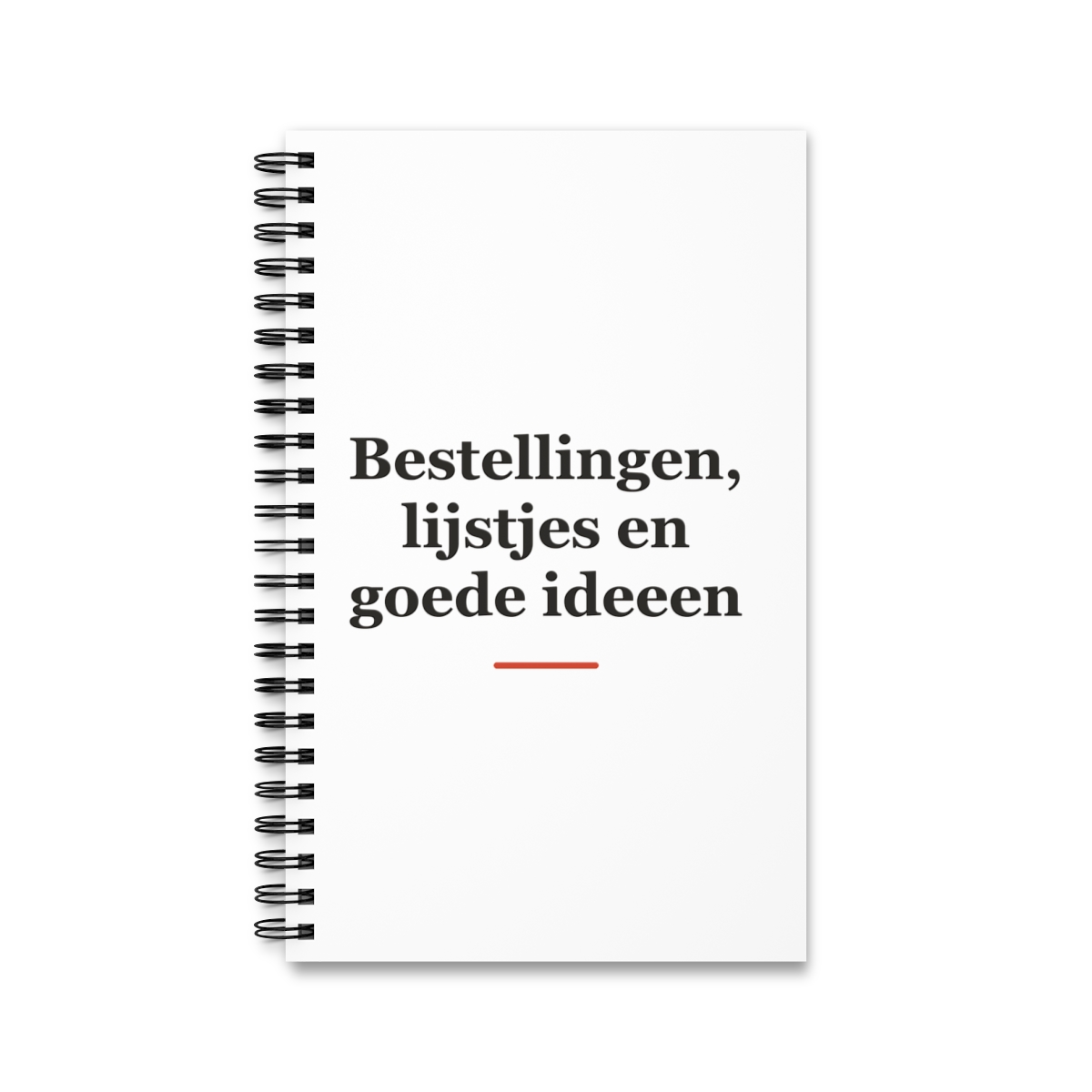Notitieboek met tekst “Bestellingen, lijstjes en goede ideeen” — cadeau voor een ober