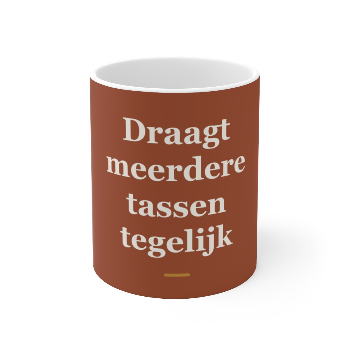 Mok met tekst “Draagt meerdere tassen tegelijk” — cadeau voor een ober