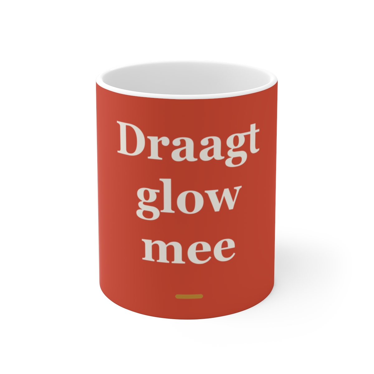 Mok met tekst “Draagt glow mee” — cadeau voor een schoonheidsspecialiste