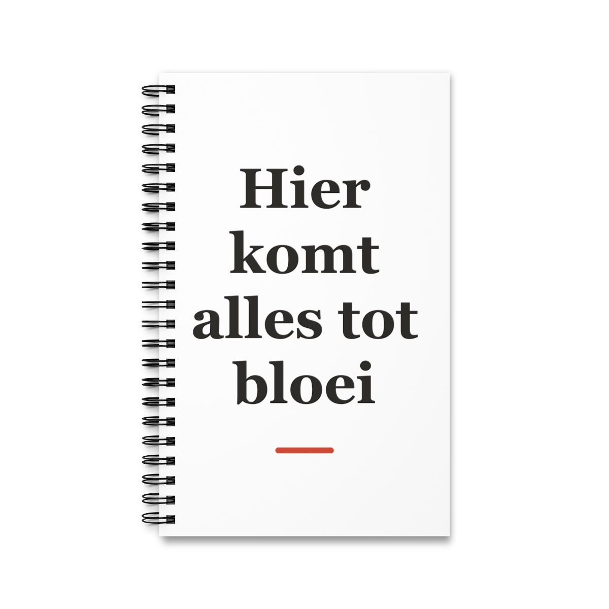 Notitieboek met tekst “Hier komt alles tot bloei” — cadeau voor een schoonheidsspecialiste