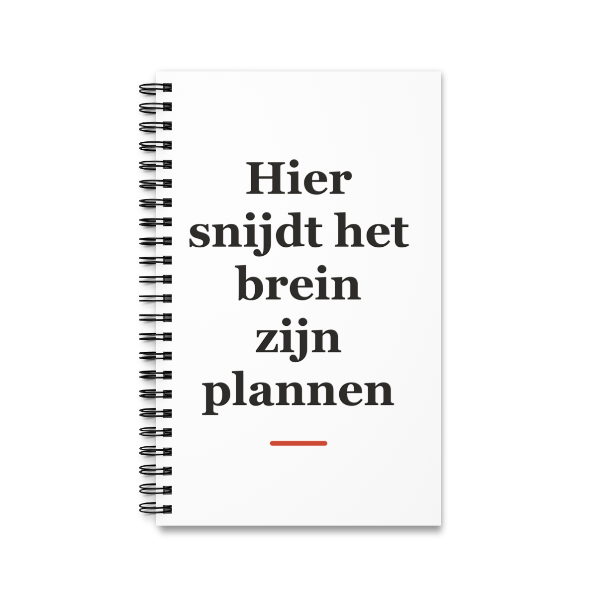 Notitieboek met tekst “Hier snijdt het brein zijn plannen” — cadeau voor een slager