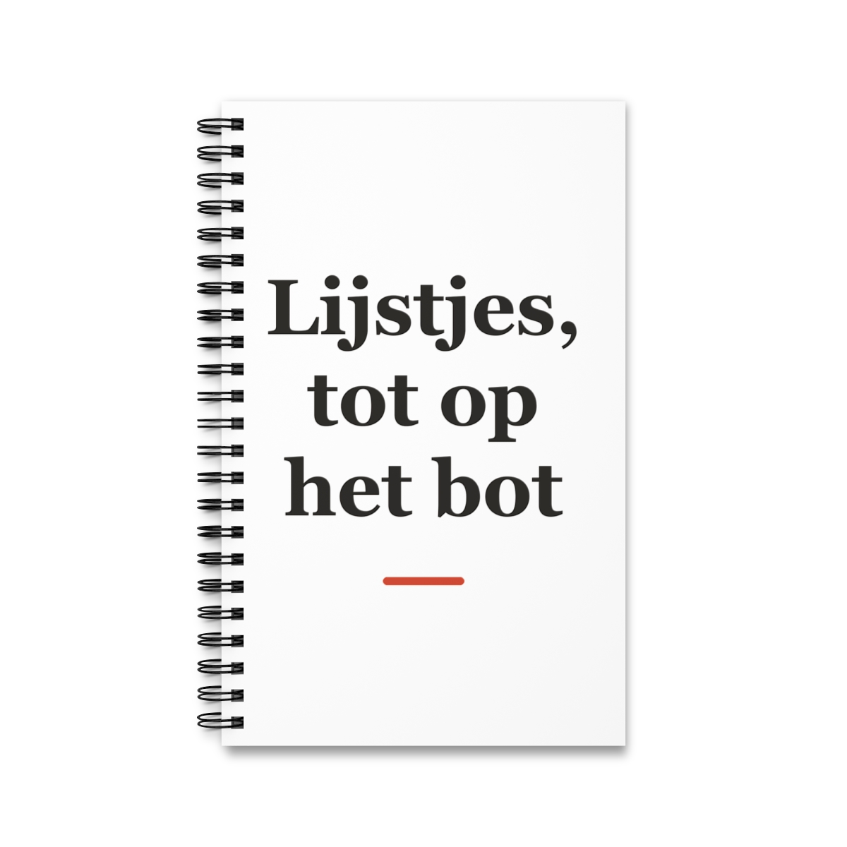 Notitieboek met tekst “Lijstjes, tot op het bot” — cadeau voor een slager