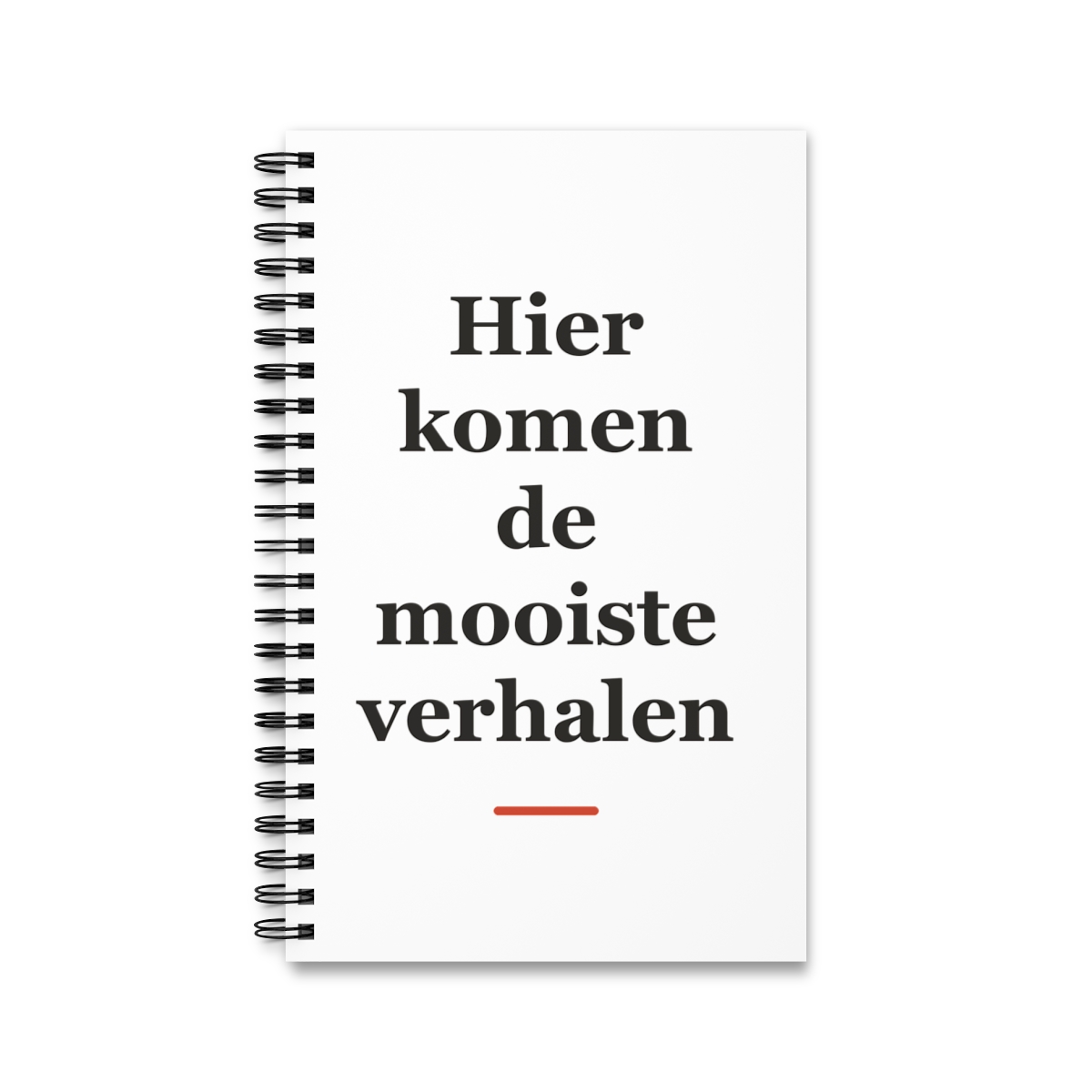 Notitieboek met tekst “Hier komen de mooiste verhalen” — cadeau voor een taxichauffeur
