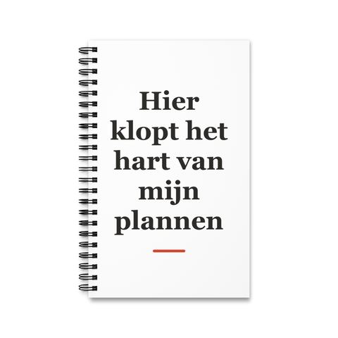 Notitieboek met tekst “Hier klopt het hart van mijn plannen” — cadeau voor een ambulancebroeder