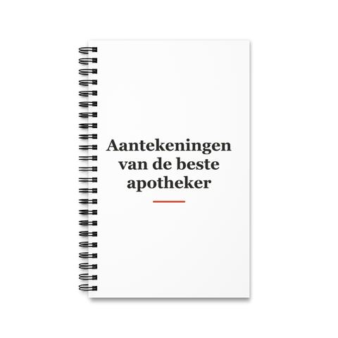 Notitieboek met tekst “Aantekeningen van de beste apotheker” — cadeau voor een apotheker