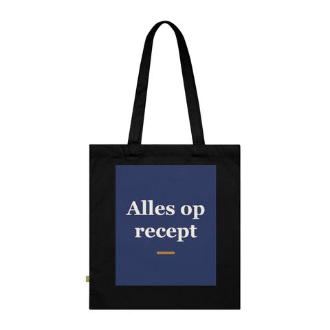 Tote bag met tekst “Alles op recept” — cadeau voor een apotheker