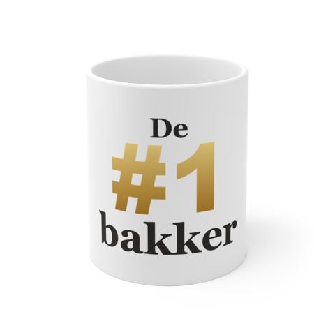Mok met tekst “De #1 bakker” — cadeau voor een bakker