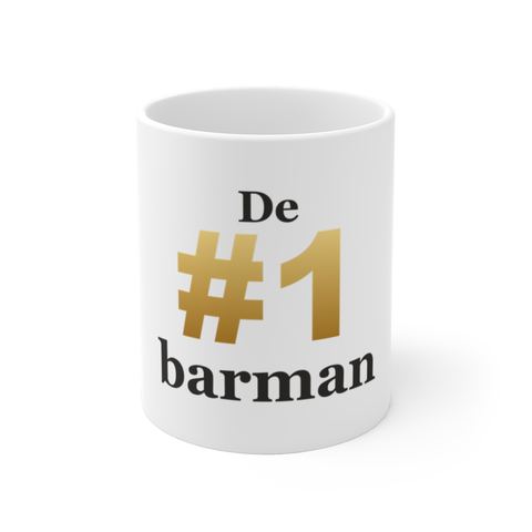 Mok met tekst “De #1 barman” — cadeau voor een barman