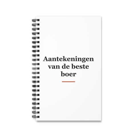 Notitieboek met tekst “Aantekeningen van de beste boer” — cadeau voor een boer