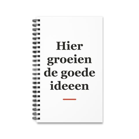 Notitieboek met tekst “Hier groeien de goede ideeen” — cadeau voor een boer