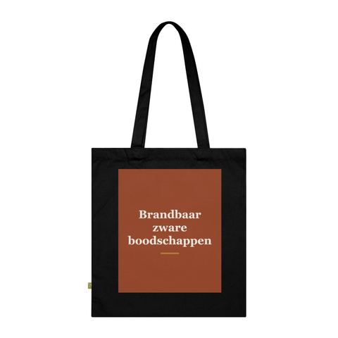 Tote bag met tekst “Brandbaar zware boodschappen” — cadeau voor een brandweerman