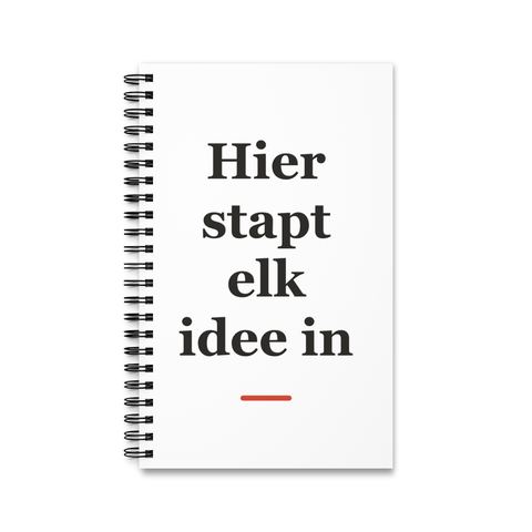 Notitieboek met tekst “Hier stapt elk idee in” — cadeau voor een buschauffeur