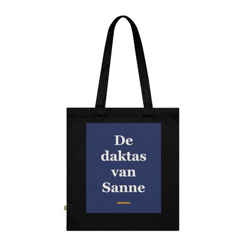 Tote bag met tekst “De daktas van Sanne” — cadeau voor een dakdekker