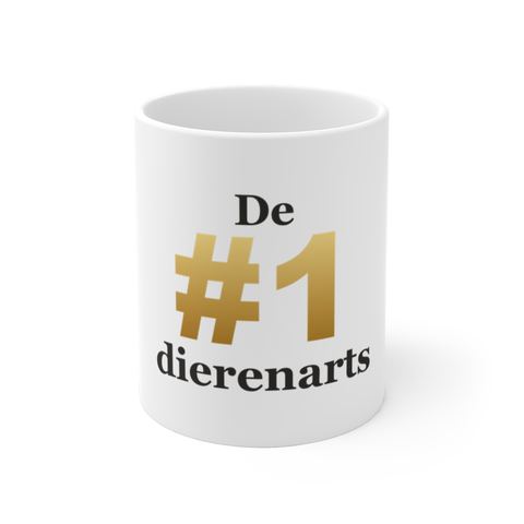 Mok met tekst “De #1 dierenarts” — cadeau voor een dierenarts