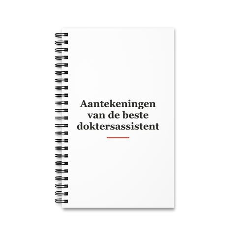 Notitieboek met tekst “Aantekeningen van de beste doktersassistent” — cadeau voor een doktersassistent