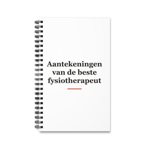 Notitieboek met tekst “Aantekeningen van de beste fysiotherapeut” — cadeau voor een fysiotherapeut