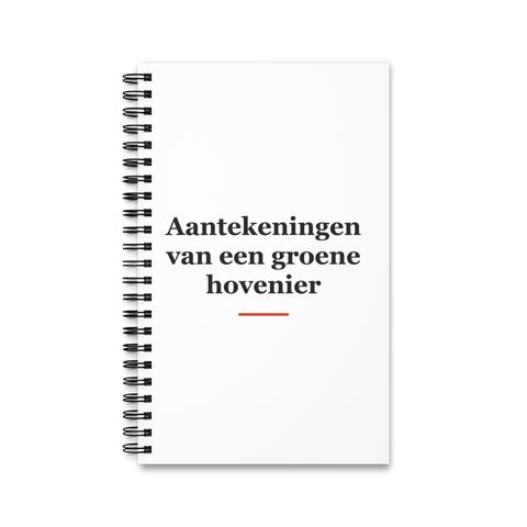 Notitieboek met tekst “Aantekeningen van een groene hovenier” — cadeau voor een hovenier