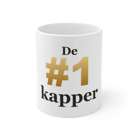 Mok met tekst “De #1 kapper” — cadeau voor een kapper