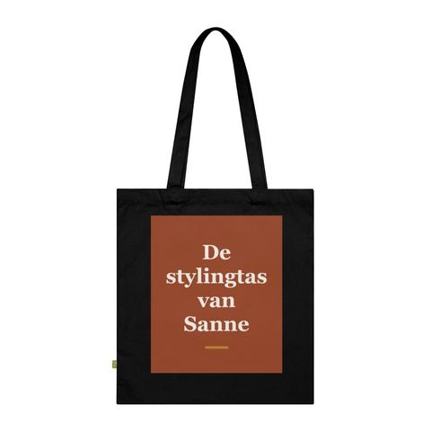 Tote bag met tekst “De stylingtas van Sanne” — cadeau voor een kapper
