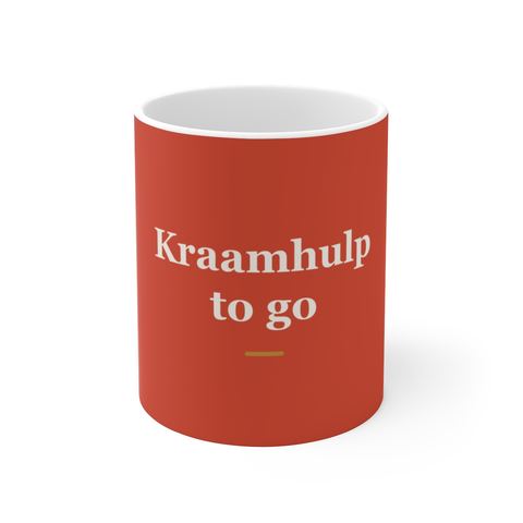 Mok met tekst “Kraamhulp to go” — cadeau voor een kraamverzorgende