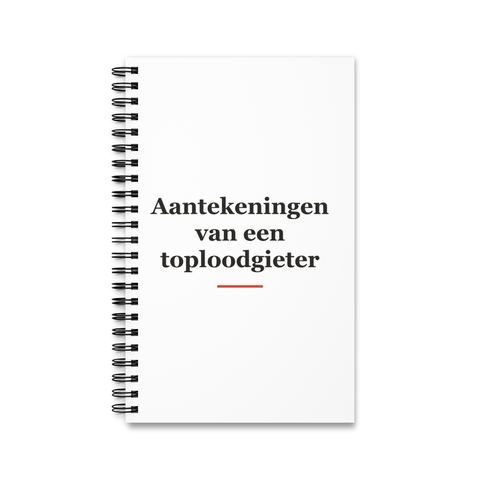Notitieboek met tekst “Aantekeningen van een toploodgieter” — cadeau voor een loodgieter