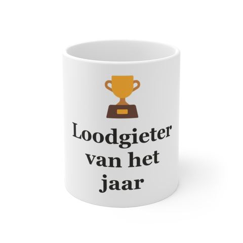 Mok met tekst “Loodgieter van het jaar” — cadeau voor een loodgieter