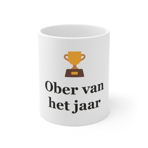 Mok met tekst “Ober van het jaar” — cadeau voor een ober